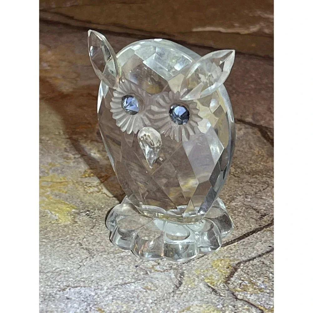Sklarny Bydzov Crystal Glass Owl Figurine Crystal from Bohemia Handmade